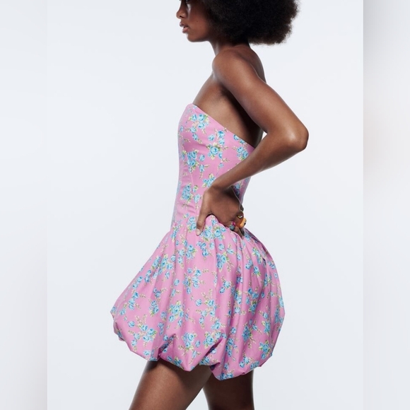 Zara Blogger Favorites Floral Corsetry Inspired Jumpsuit Mini Dress Pink Size S. - Picture 7 of 16